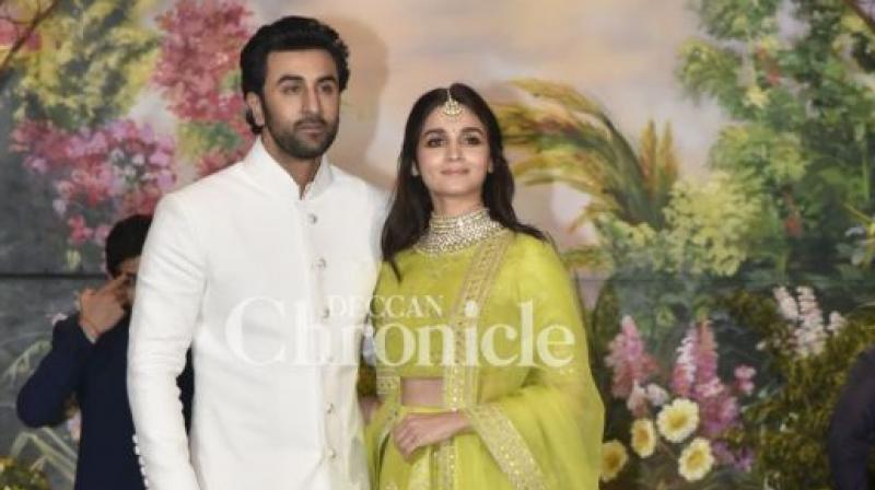 Alia Bhatt and Ranbir Kapoor at Sonam Kapoor Ahuja wedding reception.