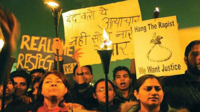 Protestors demand the death sentence for the rapists shortly after the 2012 Delhi gangrape and murder