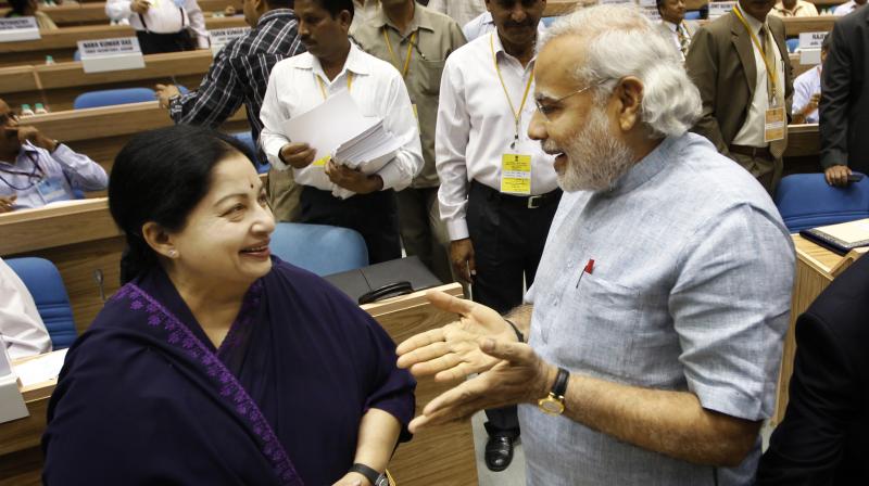 Prime Minister Narendra Modi and with late Tamil Nadu Chief Minister Jayalalithaa (Photo: AP/File)