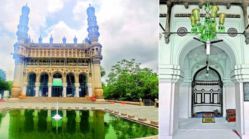 Toli Masjid, constructed in 1671-72 AD, is located near the Kulsumpura mosque and Karwan-e-Sahu, the old Qutb Shahi suburb of Karwan, on the Golconda-Hyderabad route.  (Image: P. Surendra)