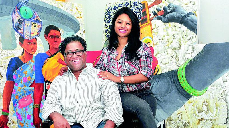 Laxman Aelay with his daughter Priyanka