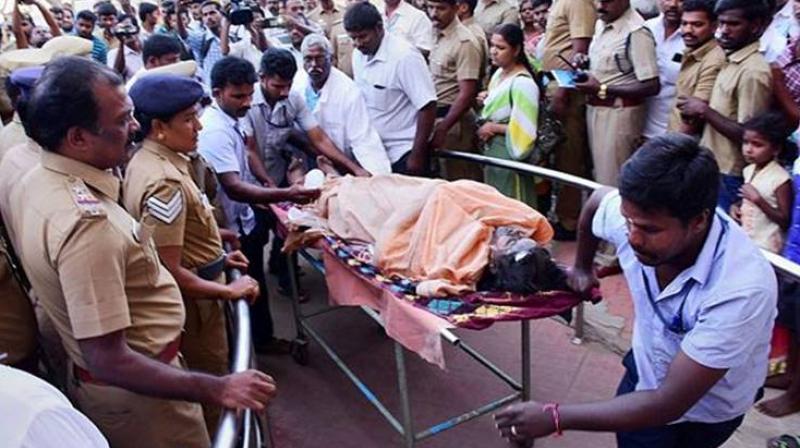 An injured trekker being rushed to a government hospital in Theni district. (Photo: PTI/File)