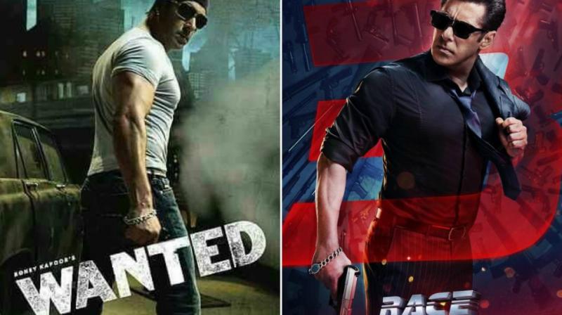 Salman Khan on 'Wanted' poster vs Salman on 'Race 3' poster.