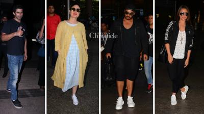 Bollywood celebrities like Kareena Kapoor Khan, Arjun Kapoor and Sonakshi Sinha were snapped at the Mumbai airport, while Aditya Roy Kapur and Kiran Rao were also snapped as they stepped out on Sunday. (Photo: Viral Bhayani)
