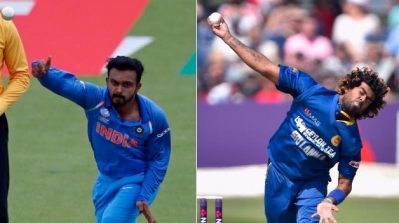 Kedar Jadhav and Lasith Malinga (Photo: AFP)