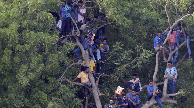 Sri Lankan supporters tried to get under the skin of the Indian female fans before the Sri Lankan policemen took charge of the matter. (Photo: AP)
