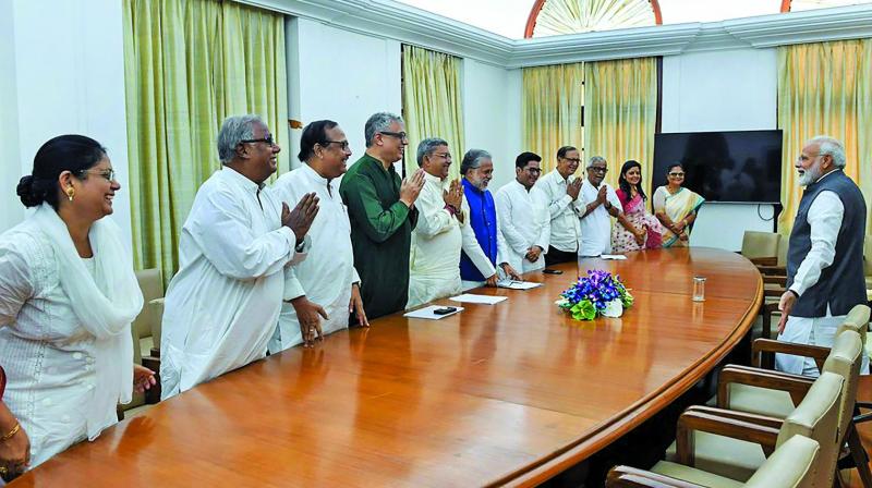 A delegation of MPs from the All India Trinamool Congress meets Prime Minister Narendra Modi in New Delhi, on Wednesday. (Photo: AP)