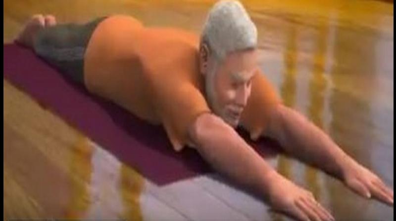 PM Modi\s animated avatar demonstrates Bhujangasana ahead of Yoga day