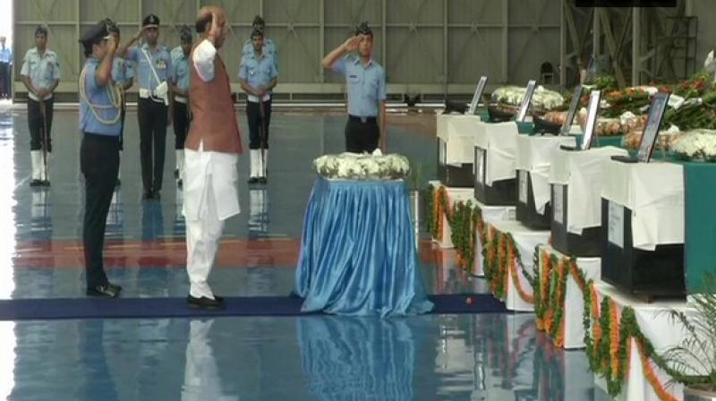 Rajnath Singh pays homage to 13 IAF personnel killed in AN-32 crash