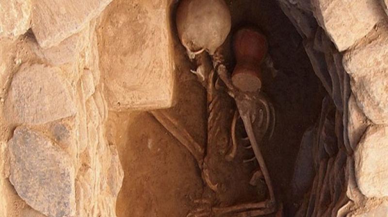 The discovery of this unusual, so-called \vampire burial\ was made over the summer in the commune of Lugnano in Teverina in the Italian region of Umbria.