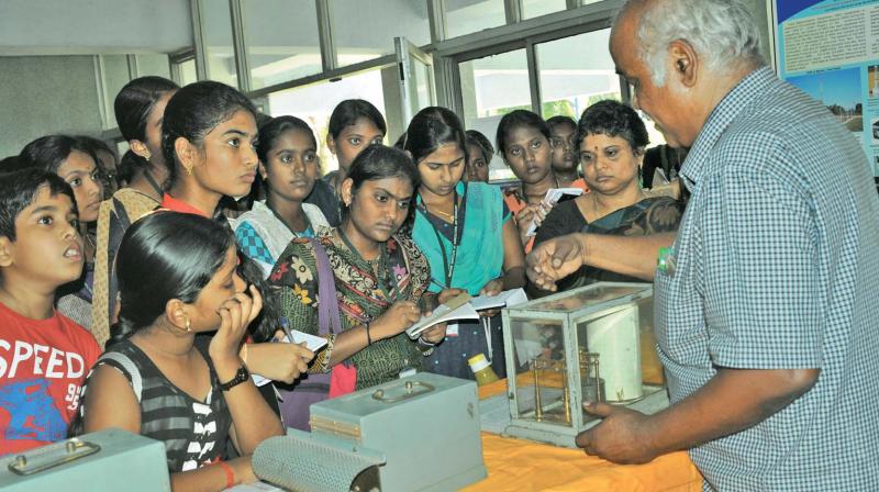 Equipment at Regional Meteorological Centre on display for students on World Meteorological Day on Thursday. (Photo: DC)
