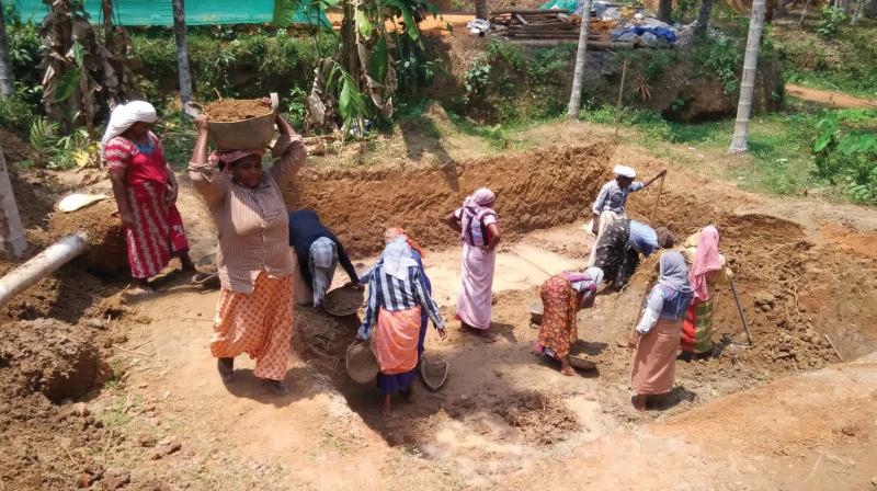 Currently, the women, 10 in number, are busy digging a pond that is 6m long, 6m wide and 4m deep in the 14th ward of the panchayat.