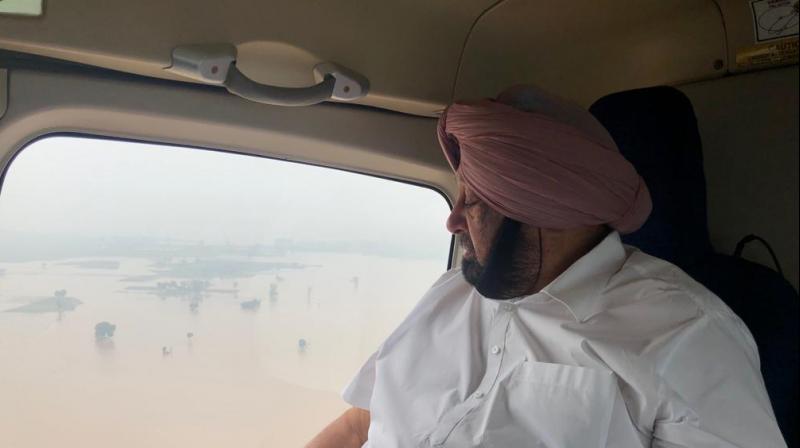 Captain Amarinder Singh conducts aerial survey of flood-affected regions in Punjab