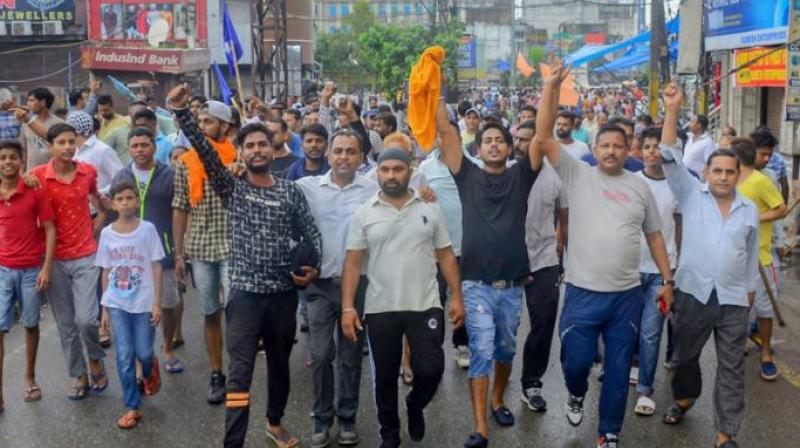The protest, attended by a large number of people from different states, caused massive traffic jams in several areas of the city. (Photo: PTI)