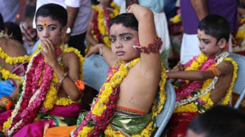 Kuthiyottam performed as part of the Pongala festival by young boys, who are made to undergo penance. (Photo: sreelekhaips.blogspot.in)