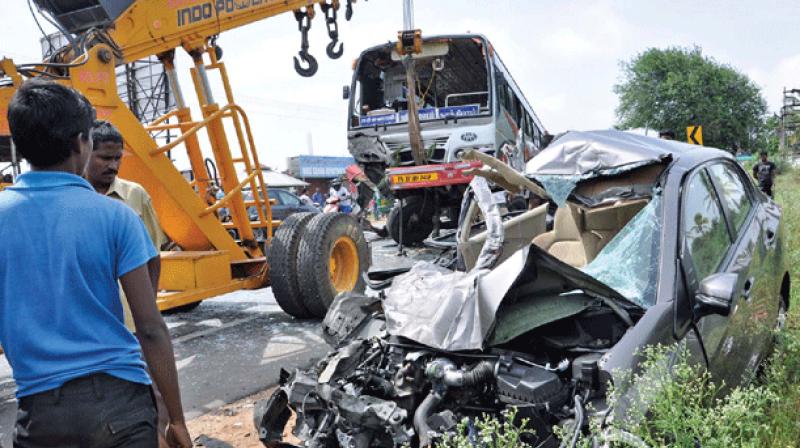 Two cars driving behind the bus also lost control due to the mishap, killing a woman and injuring three others in both the vehicles. (Photo: Representational Image)