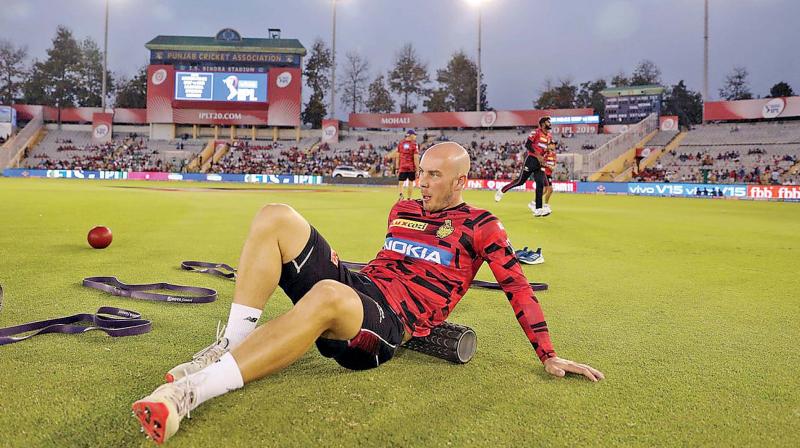 KKR opener Chris Lynn during a warm-up session. (Photo: BCCI)