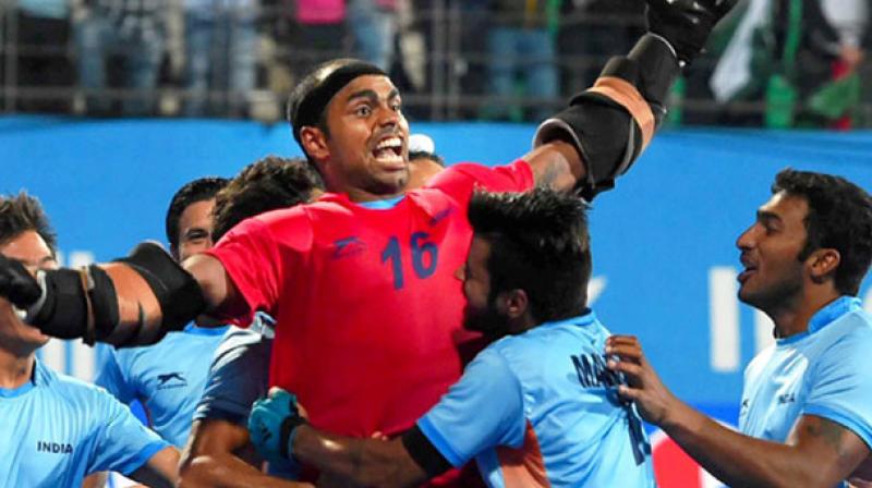Goalkeeper PR Sreejesh starred as India sealed their place in the final of the Asian Champions Trophy after beating South Korea in the penalty shootout. (Photo: PTI)