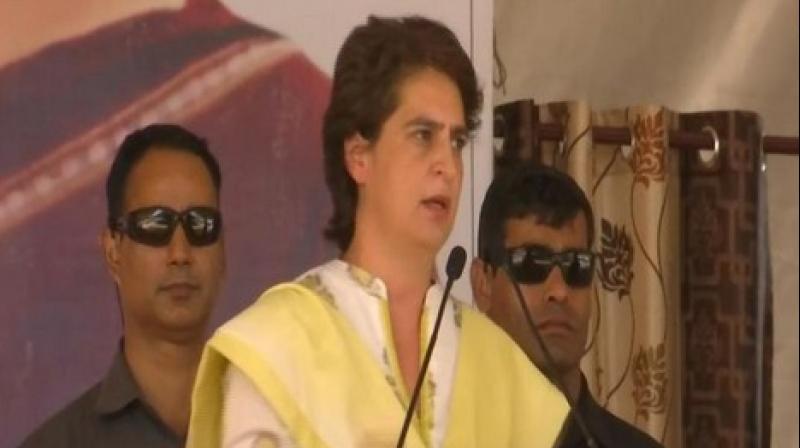 Priyanka Gandhi urged the people to give a crushing defeat to these parties in the Lok Sabha elections in the interest of the future of the state, nation and their children. (Photo: ANI twitter)