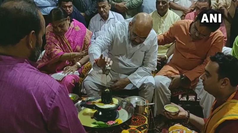 The visit of Shah, the BJP candidate from Gandhinagar Lok Sabha seat, came on the eve of the conclusion of the seven-phase elections. (Photo: ANI twitter)
