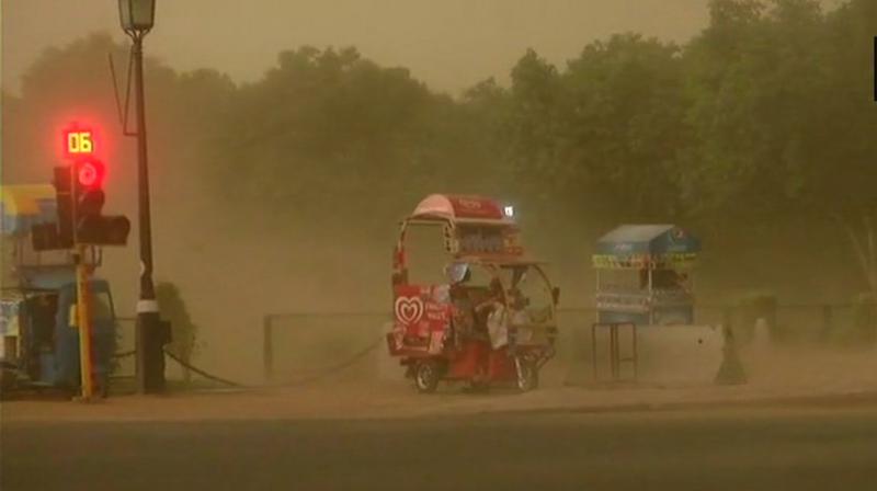 The dust storm interrupted a programme that Delhi Chief Minister Arvind Kejriwal was to attend in east Delhis IP Extension, news agency ANI reported. (Photo: ANI)