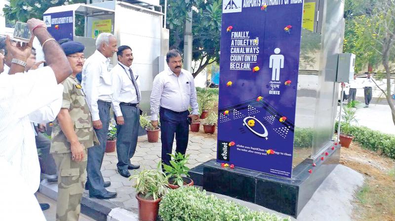 E-toilets installed at the Chennai airport inaugurated recently. (Photo: DC)