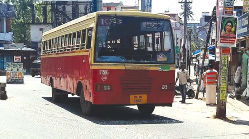 A KSRTC bus with its windscreen broken in stone-pelting in Kottarakkara on Sunday.