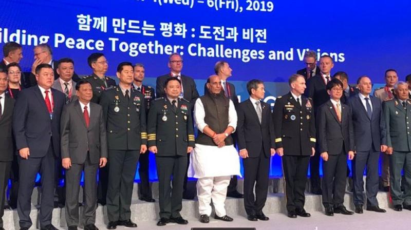Union Defence Minister Rajnath Singh on Thursday stated that India has never been an aggressor in history but would not hesitate in using its strength to defend itself. (Photo: Twitter/ Rajnath Singh)