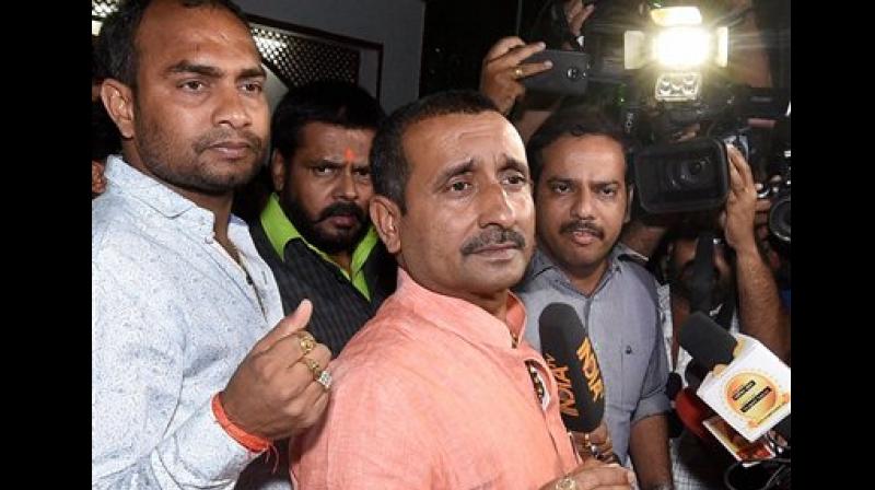 BJP MLA Kuldeep Singh Sengar has been brought to the Lucknow office of the CBI, after it took over the probe on Thursday evening. (Photo: PTI)