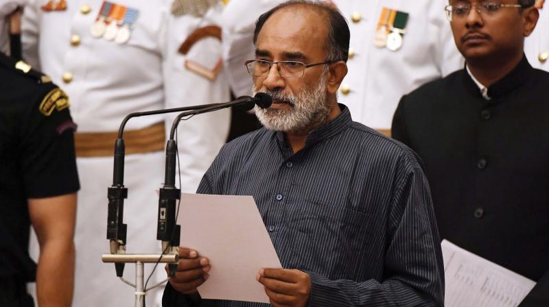 Alphons Kannanthanam takes oath as MoS (Independent charge) of tourism, IT at a ceremony at Rashtrapati Bhavan in New Delhi on Sunday. (Photo: PTI)