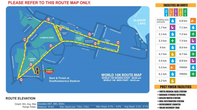 The route to be taken by participants of TCS 10k run.