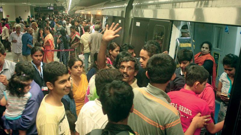 A file photo of a crowded metro station in Bengaluru