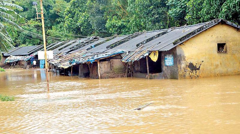 Floods due to heavy rains inundate Thenvayal tribal hamlet in Gudalur. (Photo: DC)