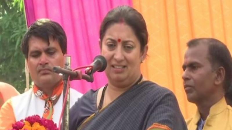 Smriti Irani also mentioned several other schemes launched by the BJP led NDA government. (Photo: ANI twitter)
