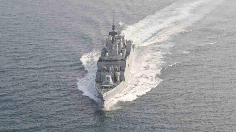 Nirmala Sitharaman said INS Kiltan strengthens our defence system and will be a shining armour in our Make in India programme. (Photo: Indian Navy)