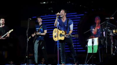 Chris Martin of British Band Coldplay performs during the Global Citizen concert. (Photo: PTI)