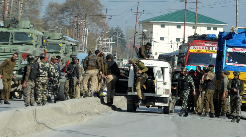 The CRPF jawans were on their way to Srinagar for election duty for Lok Sabha bypolls scheduled to be held on April 9. (Photo: Habib Naqash)