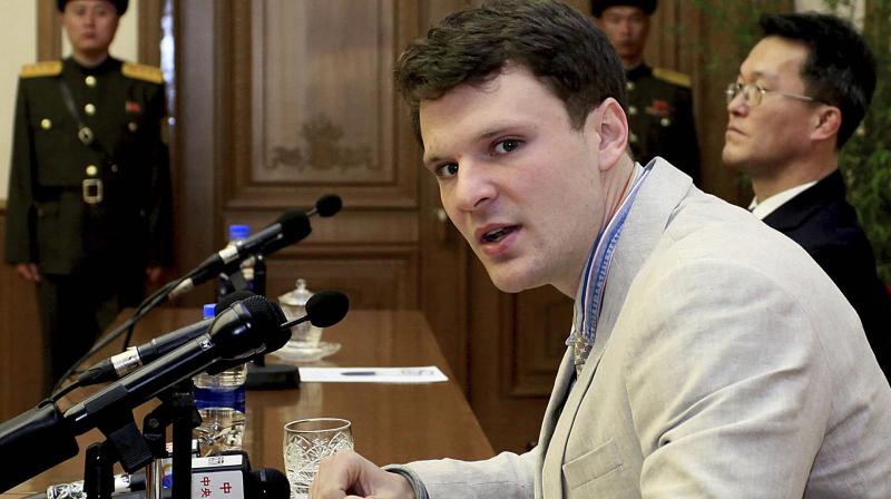American student Otto Warmbier speaks as he is presented to reporters in Pyongyang, North Korea. (Photo: AP)