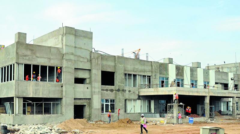 Assembly building under construction at Velagapudi. (Photo: DC)