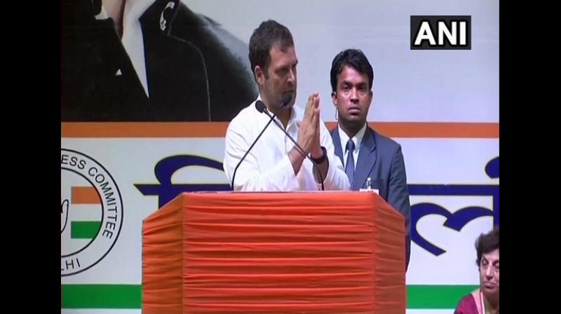 Congress president Rahul Gandhi on Monday courted in a controversy after he referred to Jaish-e-Mohammad (JeM) chief Masood Azhar as Ji, prompting an instant attack from the BJP leaders. (Photo: ANI)