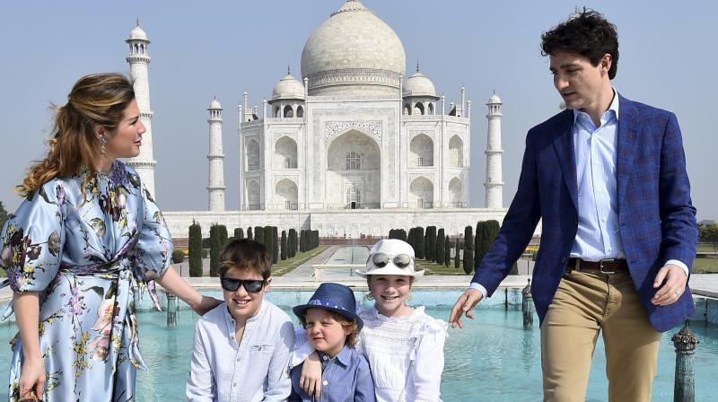 Trudeau is accompanied by his wife Sophie Gregoire and three children - Xavier, Ella-Grace and Hadrien. (Photo: PTI)