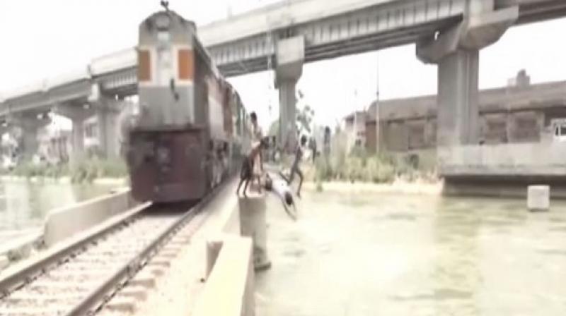 Ludhiana: Boys perform dangerous stunts, jump into canal from railway tracks