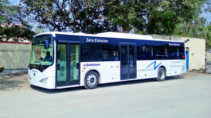 The e-bus lies at the depot for 11 days as there is no provision for registering such a vehicle. (Photo: DC)