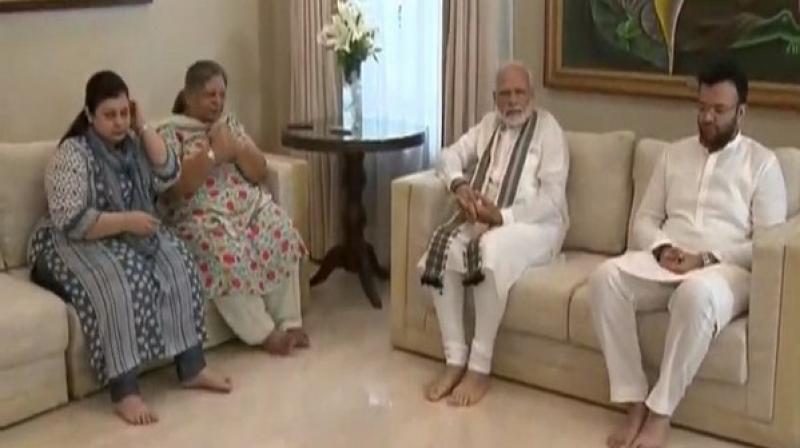 Prime Minister Narendra Modi on Tuesday visited the residence of late Arun Jaitley to pay tribute to the former Finance Minister and meet his family. (Photo: ANI)