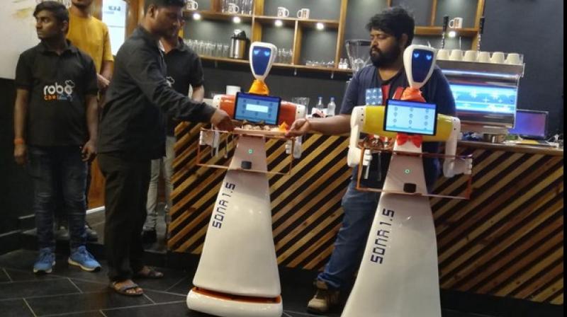 Robo Chef, a first of its kind restaurant in the city has two robots that interact with customers and serve food. (Photo: ANI)