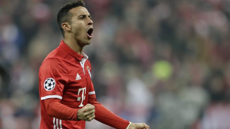 Thiago Alcantara inspired Bayern Munich to a 5-1 rout of hapless Arsenal to leave the Gunners facing a seventh straight Champions League last-16 exit. (Photo: AP)
