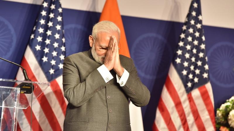 Prime Minister Narendra Modi after adressing the Indian diaspora at the community programme in Washington DC (Photo: Narendra Modi/Twitter)
