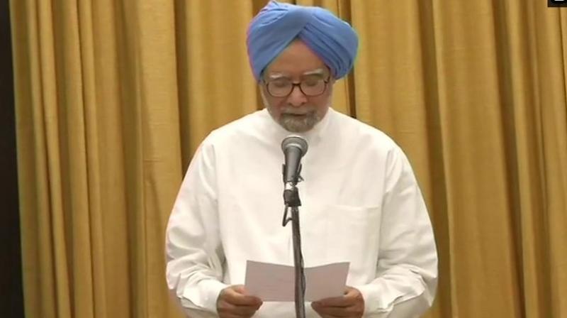Former PM Manmohan Singh takes oath as RS member