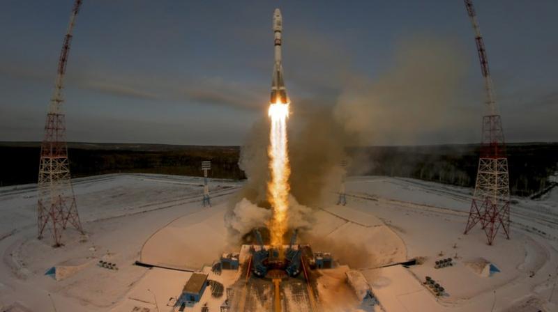 a Russian Soyuz 2.1b rocket carrying the Meteor M satellite and additional 18 small satellites lifts off from the launch pad at the new Vostochny cosmodrome outside the city of Tsiolkovsky, about 200 kilometers (125 miles) from the city of Blagoveshchensk in the far eastern Amur region, Russia. (Photo: AP)