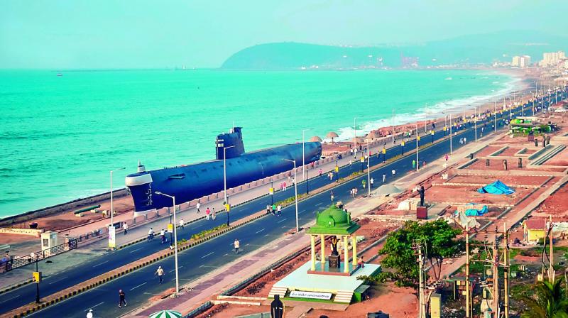 View of the beach road in Visakhapatnam